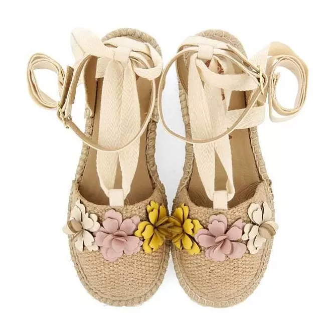 Niñas | Zapatos De Bailarina<Gioseppo Alpargata De Piel Nude Con Adornos Flores Para Nina Y Nino Prescott