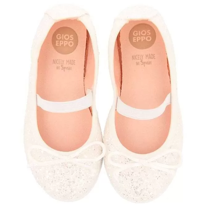 Niñas | Zapatos De Bailarina<Gioseppo Bailarinas Con Purpurina Y Tira Elastica Nina Y Nino Blanco Molalla