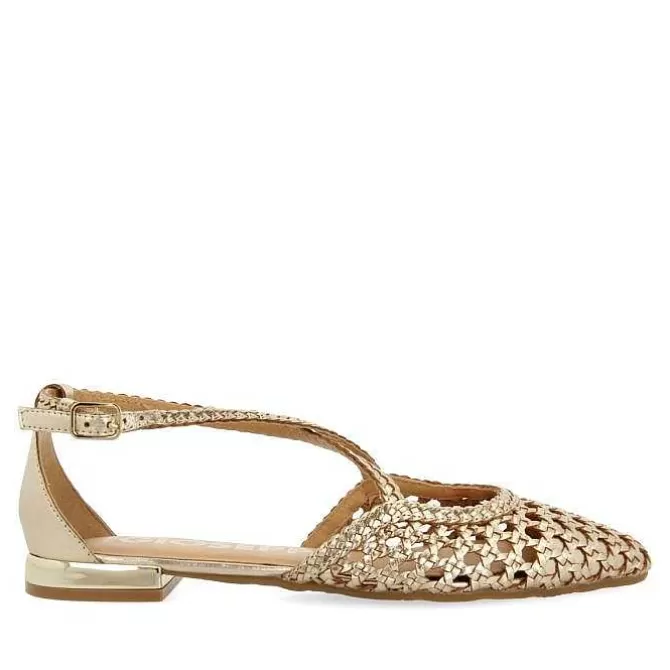 Fiesta<Gioseppo Bailarinas De Piel Color Platino Con Detalle Trenzado Para Mujer Leskovic