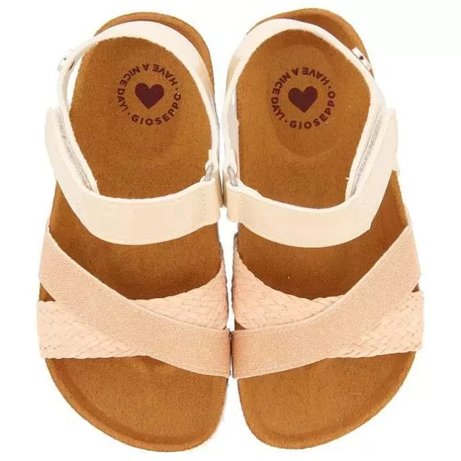 Niñas | Chancletas<Gioseppo Chanclas Suela Bio Color Nude Con Brillantes Y Trenzado De Rafia Para Nina Y Nino Bivona