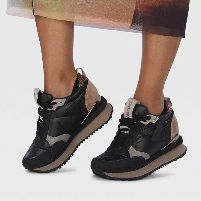 Zapatillas De Deporte De Cuña<Gioseppo Deportivas De Mujer Anif Monocromaticas En Color Negro Con Detalles Y Cuña Interior