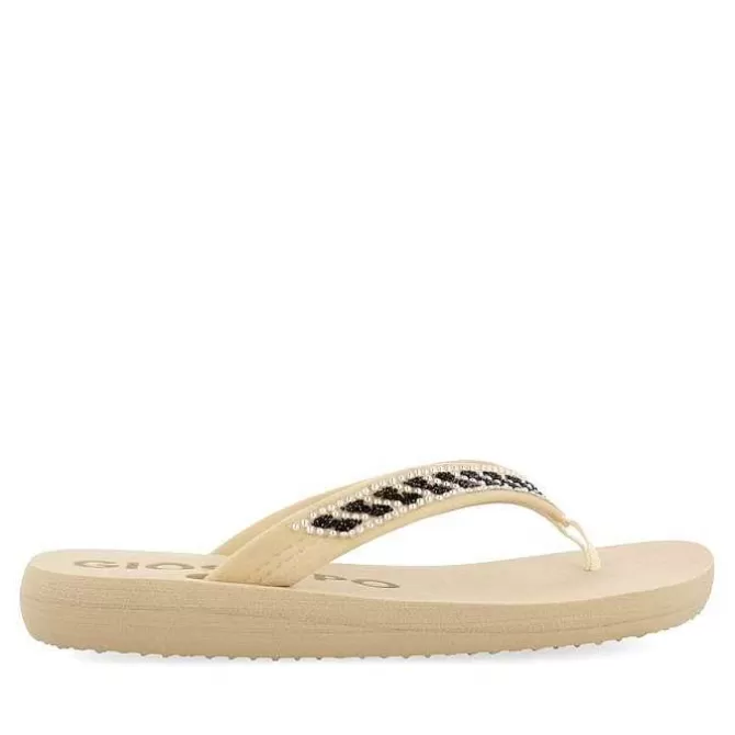 Chancletas<Gioseppo Sandalias Beige Con Adornos De Cristal Para Mujer Caradon