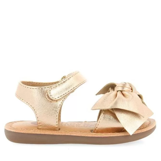 Bebe | Sandalias Bebe Nina<Gioseppo Sandalias Color Oro Rosa De Piel Con Lazo Para Bebe Itala