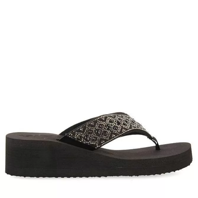 Chancletas<Gioseppo Sandalias Cuña Negras Adorno De Cristal Para Mujer Drenove