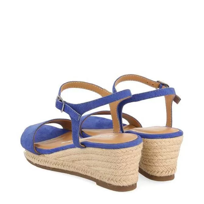 Sandalias Cuña<Gioseppo Sandalias Cuña Piel Con Yute Azul Para Mujer Xarre