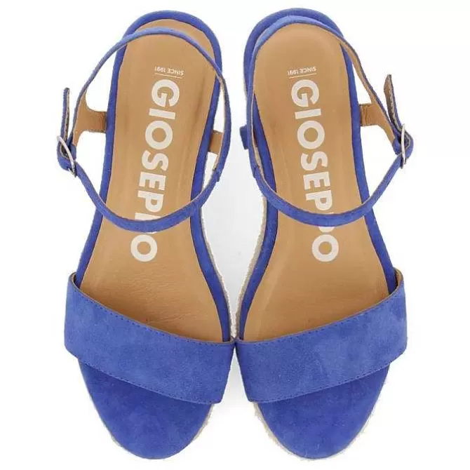 Sandalias Cuña<Gioseppo Sandalias Cuña Piel Con Yute Azul Para Mujer Xarre