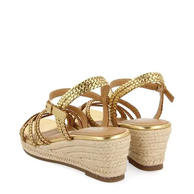 Sandalias Cuña<Gioseppo Sandalias Cuña Piel Dorada Con Yute Para Mujer Lelant