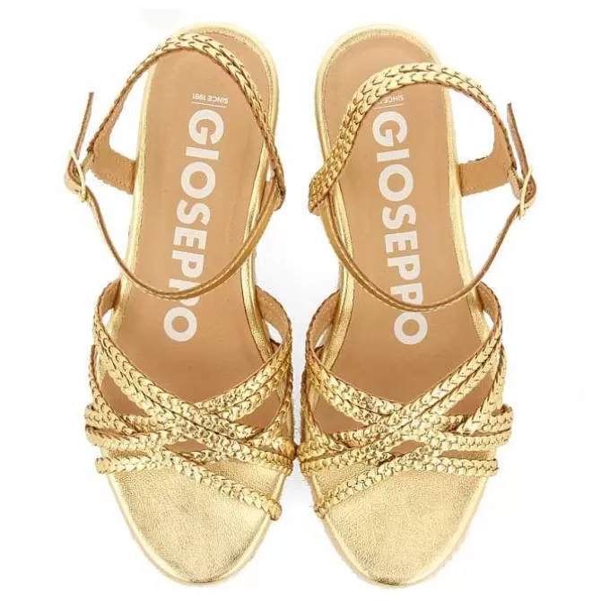 Sandalias Cuña<Gioseppo Sandalias Cuña Piel Dorada Con Yute Para Mujer Lelant