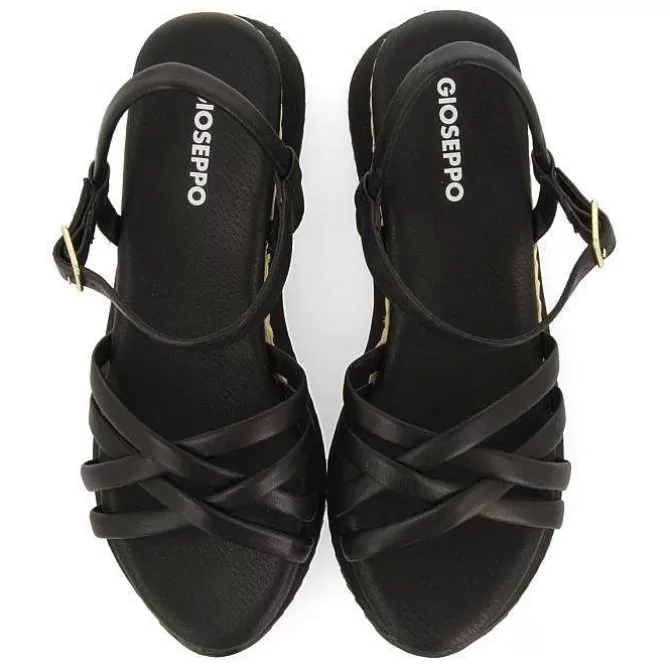 Sandalias Deportivas<Gioseppo Sandalias Cuña Tiras Tubulares Negras Para Mujer Permet