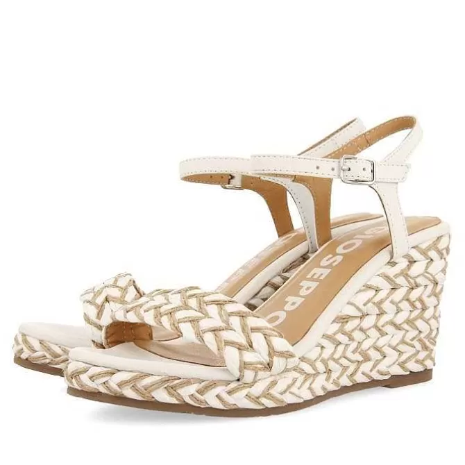 Sandalias Cuña<Gioseppo Sandalias De Cuña Alta Blanco Y Natural Con Detalles Trenzados Para Mujer Tigard
