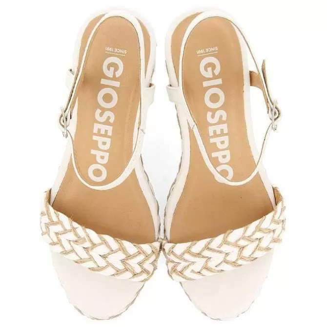 Sandalias Cuña<Gioseppo Sandalias De Cuña Alta Blanco Y Natural Con Detalles Trenzados Para Mujer Tigard