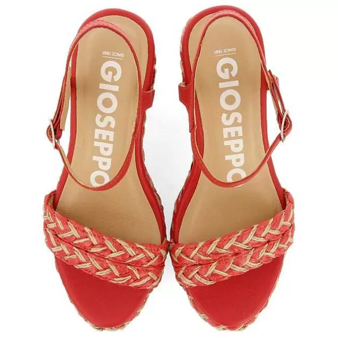 Sandalias Cuña<Gioseppo Sandalias De Cuña Alta Con Detalles Trenzados En Color Rojo Y Natural Para Mujer Tigard