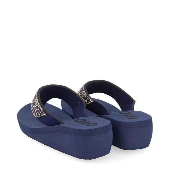 Chancletas<Gioseppo Sandalias De Cuña Azul Marino Con Adornos De Cristal Para Mujer Cudjoe
