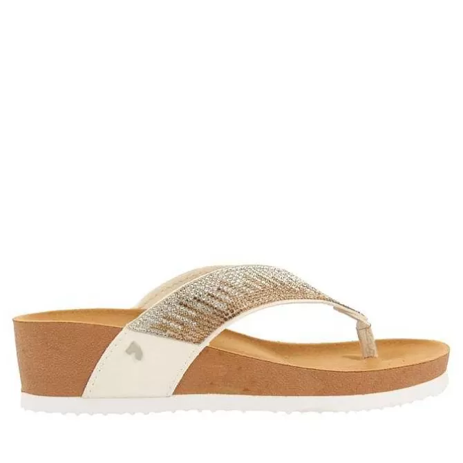 Chancletas<Gioseppo Sandalias De Cuña Con Tira De Piedra Color Nude Para Mujer Isnello