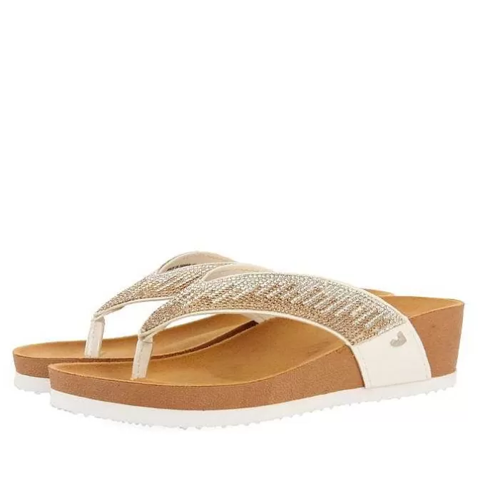 Chancletas<Gioseppo Sandalias De Cuña Con Tira De Piedra Color Nude Para Mujer Isnello