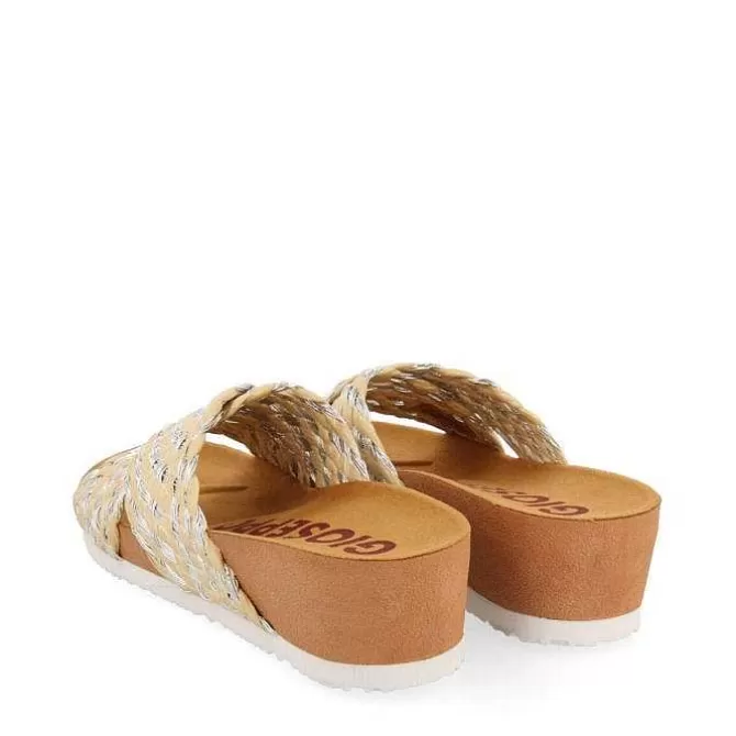 Chancletas<Gioseppo Sandalias De Mujer Bandrele Con Plantilla De Rafia Y Tiras Plateadas