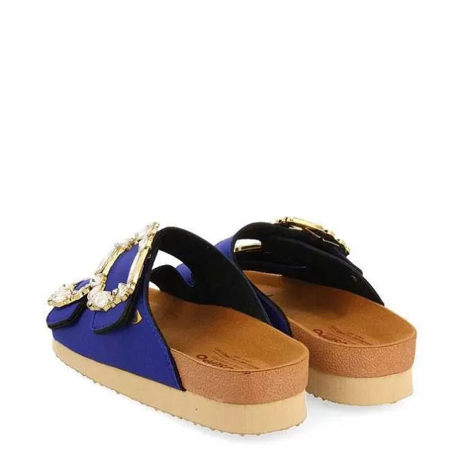 Sandalias Planas<Gioseppo Sandalias De Mujer Estilo Bio Azul Con Adornos De Joya Aderklaa