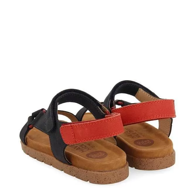 Niños | Sandalias<Gioseppo Sandalias De Piel Azul Marino Con Accesos En Rojo Para Nino Y Nina Depoe