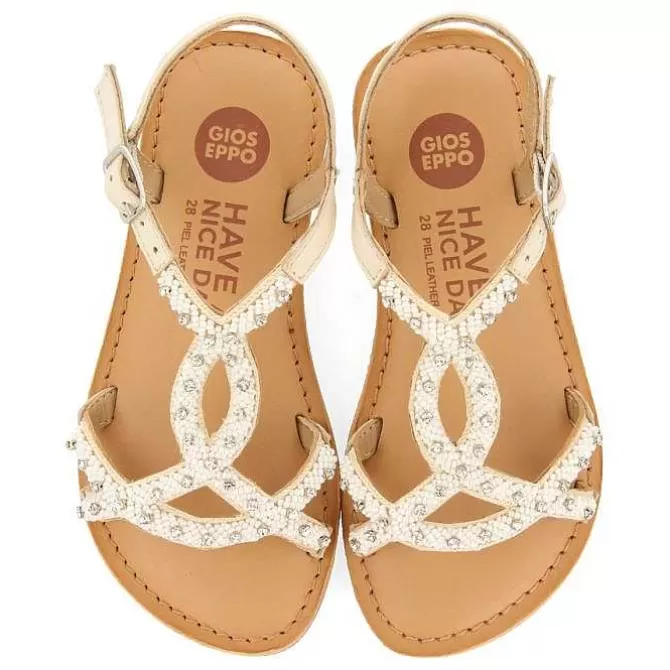 Niñas | Sandalias<Gioseppo Sandalias De Piel Blanca Con Adorno De Cuentas Para Nina Y Nino Lazarat