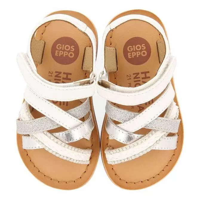 Bebe | Sandalias Bebe Nina<Gioseppo Sandalias De Piel Blanca Con Bordados En Rafia, Brillos Y Accesos Metalicos Para Bebe Ilok
