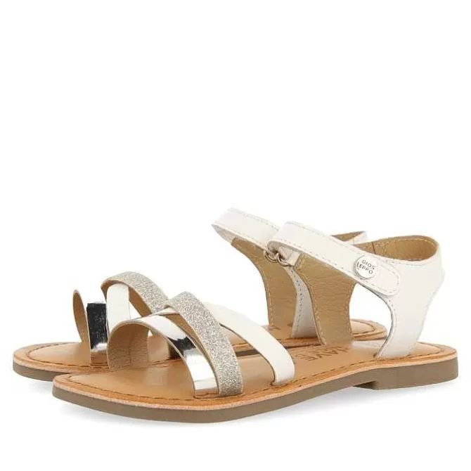 Niñas | Sandalias<Gioseppo Sandalias De Piel Blanca Con Brillantes Y Detalles Metalicos Para Nina Y Nino Lawtey
