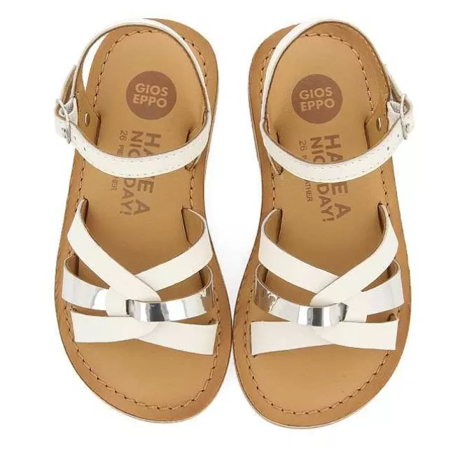 Niñas | Sandalias<Gioseppo Sandalias De Piel Blanca Con Detalles Metalicos Para Nina Y Nino Nicolosi