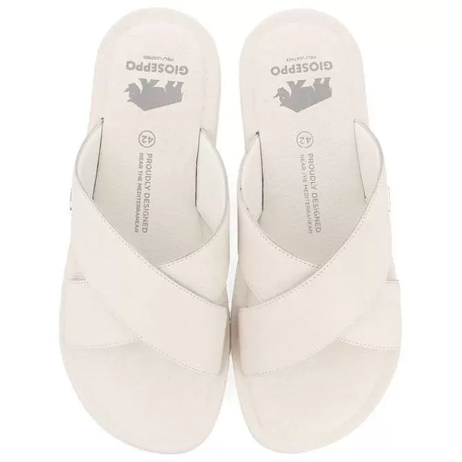 Chancletas<Gioseppo Sandalias De Piel Blanca Con Tira Cruzada Para Hombre Orosh