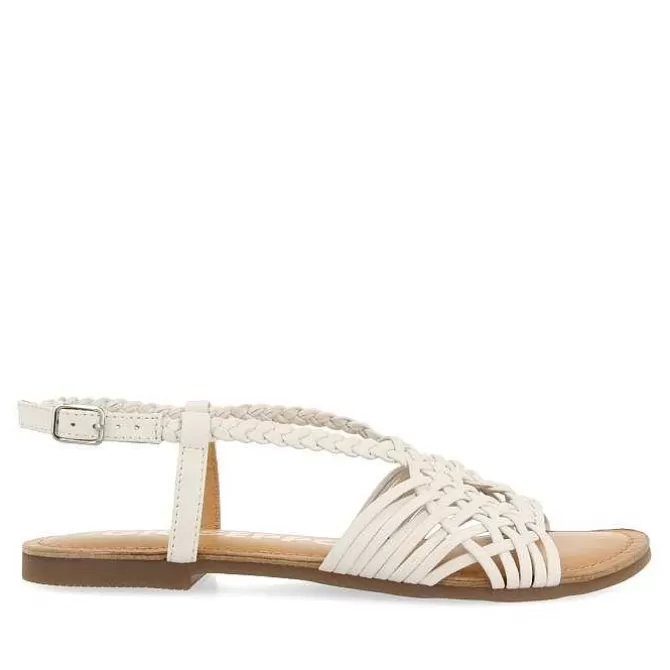 Sandalias Planas<Gioseppo Sandalias De Piel Blanca Con Tiras Cruzadas Para Mujer Aidone