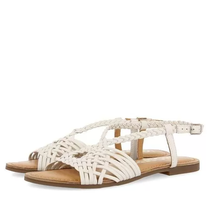 Sandalias Planas<Gioseppo Sandalias De Piel Blanca Con Tiras Cruzadas Para Mujer Aidone