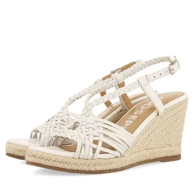 Sandalias Cuña<Gioseppo Sandalias De Piel Blanca Con Tiras Y Cuña Alta De Yute Para Mujer Glide