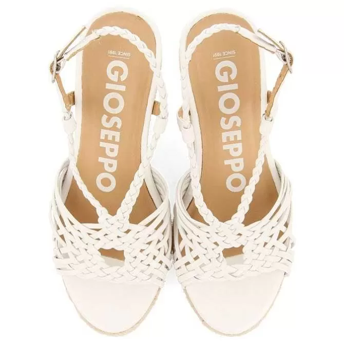 Sandalias Cuña<Gioseppo Sandalias De Piel Blanca Con Tiras Y Cuña Alta De Yute Para Mujer Glide
