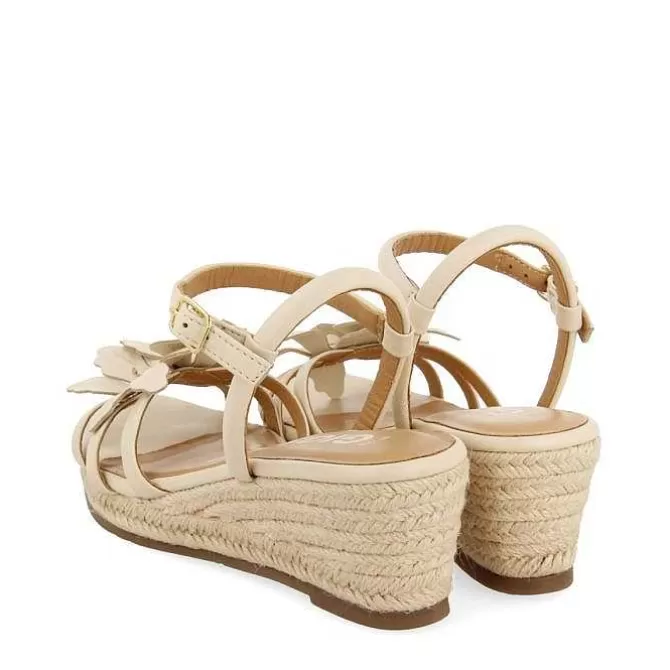 Sandalias Cuña<Gioseppo Sandalias De Piel Blanco Rojo Con Adornos De Flores Y Cuña De Yute Para Mujer Samsula