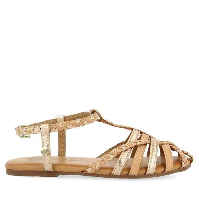 Niñas | Sandalias<Gioseppo Sandalias De Piel Color Nude Con Detalles Metalicos Estilo Cangrejera Para Nina Y Nino Belsh