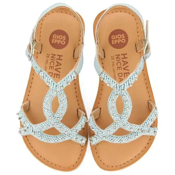 Niñas | Sandalias<Gioseppo Sandalias De Piel Con Adornos De Cuentas Azul Para Nina Y Nino Lazarat