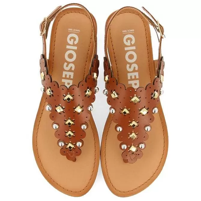 Sandalias Planas<Gioseppo Sandalias De Piel Con Adornos De Flores Y Tachuelas Para Mujer Preloj