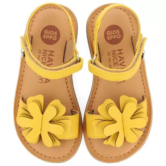 Niñas | Sandalias<Gioseppo Sandalias De Piel Con Decoracion De Flores Amarillas Para Nina Y Nino Takilma