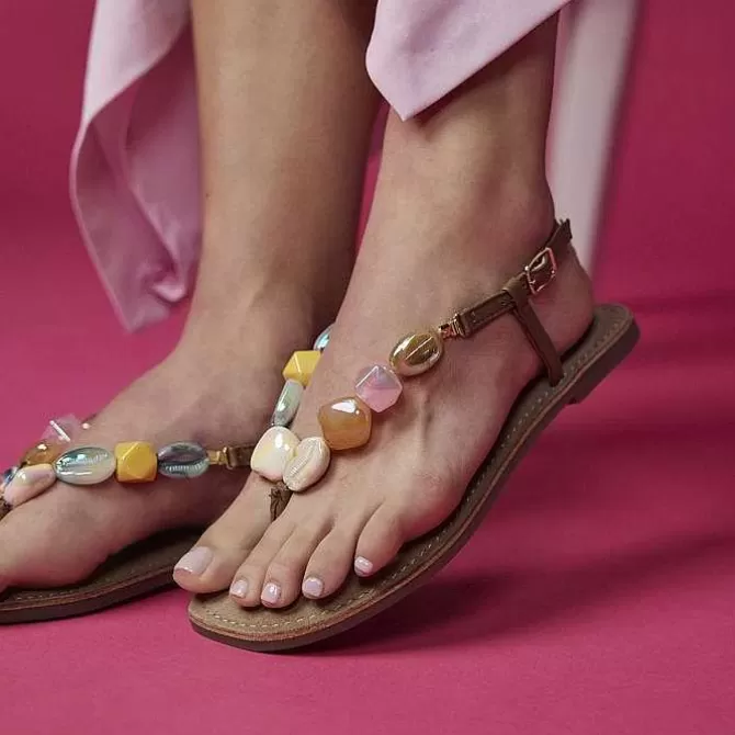 Sandalias Planas<Gioseppo Sandalias De Piel Con Piedras Multicolor Para Mujer Karlovac