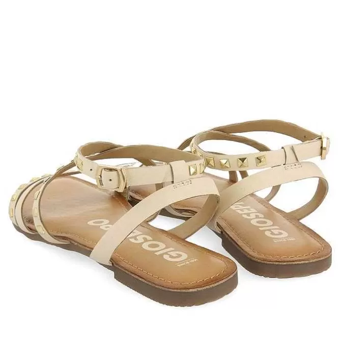 Sandalias Planas<Gioseppo Sandalias De Piel Con Tachuelas Blanco Rojo Para Mujer Maizi
