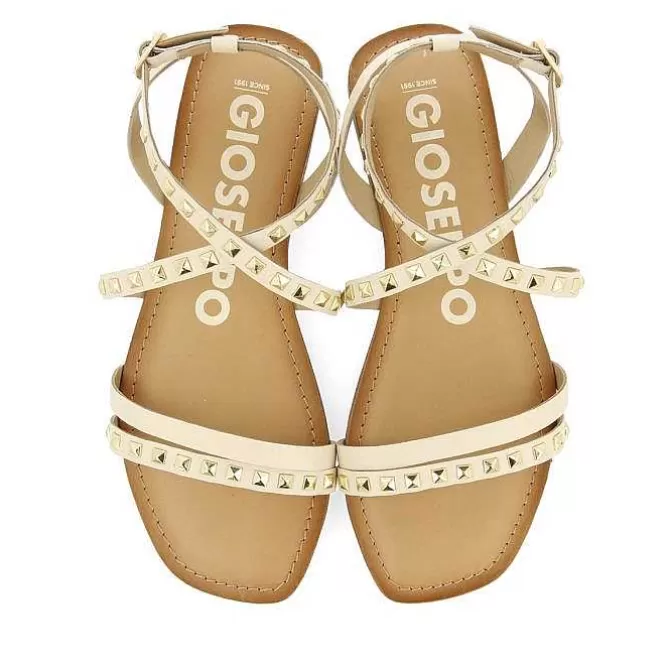 Sandalias Planas<Gioseppo Sandalias De Piel Con Tachuelas Blanco Rojo Para Mujer Maizi