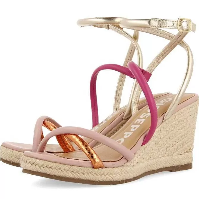 Sandalias Cuña<Gioseppo Sandalias De Piel Con Tirantes Finos Multicolor Y Cuña Alta De Yute Para Mujer Rometta