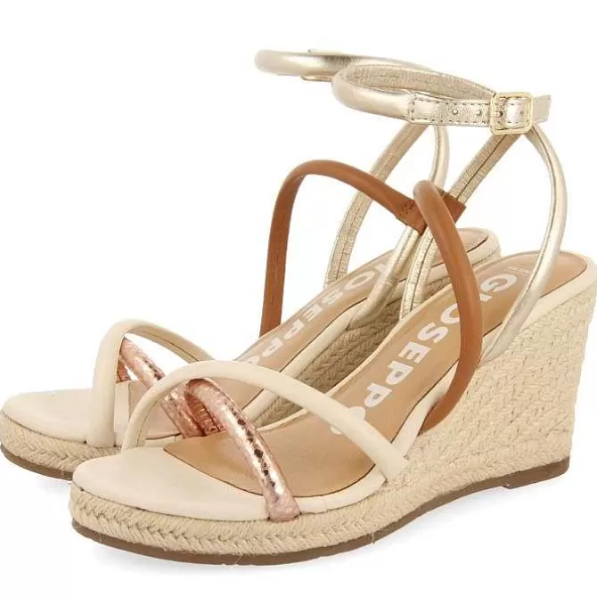 Sandalias Cuña<Gioseppo Sandalias De Piel Con Tirantes Finos Multicolor Y Cuña Alta De Yute Para Mujer Rometta