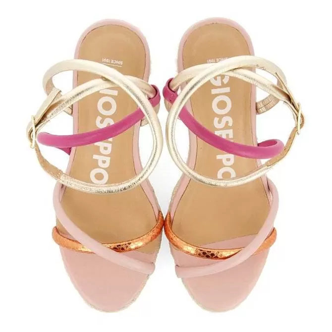 Sandalias Cuña<Gioseppo Sandalias De Piel Con Tirantes Finos Multicolor Y Cuña Alta De Yute Para Mujer Rometta