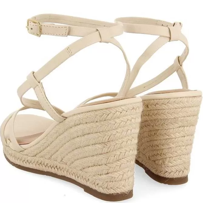 Sandalias Cuña<Gioseppo Sandalias De Piel Con Tirantes Y Cuña Alta De Yute Blanco Rojo Para Mujer Orikum