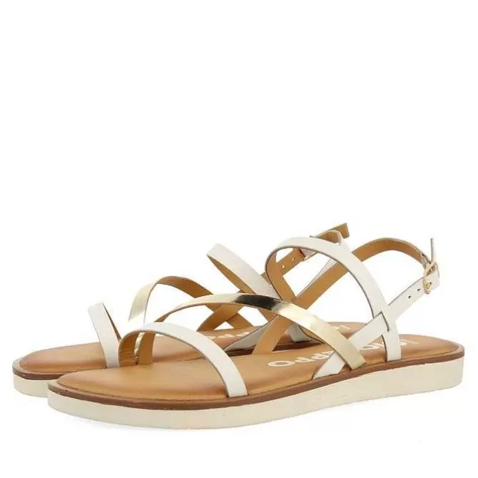 Sandalias Planas<Gioseppo Sandalias De Piel Con Tiras Blancas Y Metalicas Para Mujer Carbis
