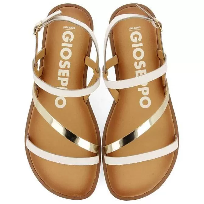 Sandalias Planas<Gioseppo Sandalias De Piel Con Tiras Blancas Y Metalicas Para Mujer Carbis