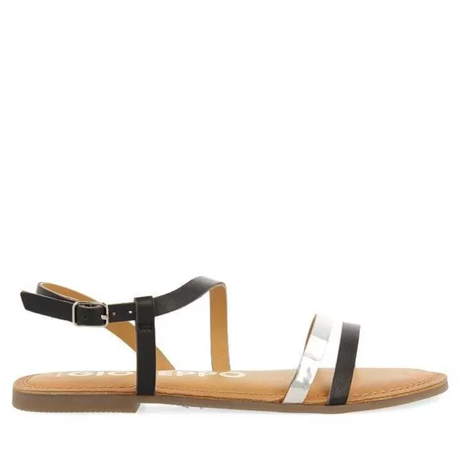 Sandalias Planas<Gioseppo Sandalias De Piel Con Tiras Negras Y Metalicas Para Mujer Bargeme