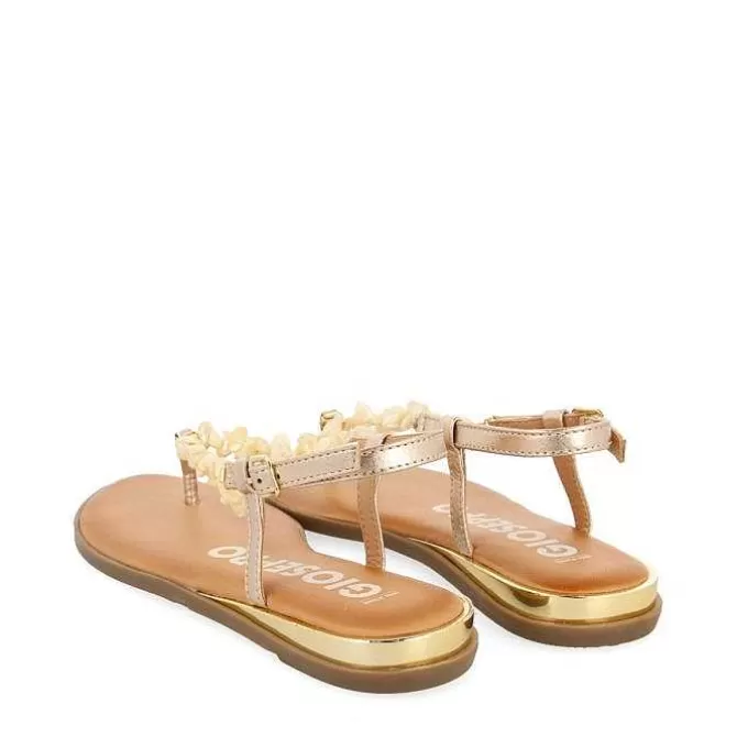 Sandalias Planas<Gioseppo Sandalias De Piel Dorada Con Piedras Blancas Para Mujer Trabia