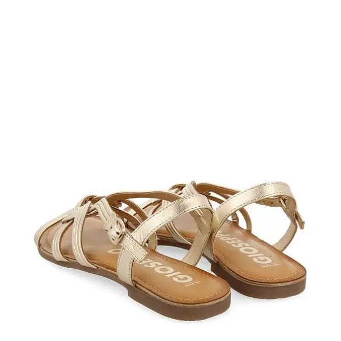 Sandalias Planas<Gioseppo Sandalias De Piel Dorada Con Tirantes Cruzados Para Mujer Golaj