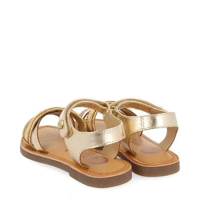 Niñas | Sandalias<Gioseppo Sandalias De Piel Dorada Con Trenzado De Rafia, Brillos Y Accesos Metalicos Para Nina Y Nino Siletz
