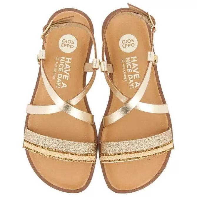 Niñas | Sandalias<Gioseppo Sandalias De Piel Dorada Con Trenzados, Brillos Y Accesos Metalicos Para Nina Y Nino Merrill